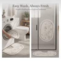 Diatomaceous Earth Absorbent Bathroom Mat Set - Non-Slip Quick Dry Toilet U-Shaped & Bath Mat