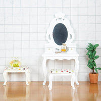 1:12 Dollhouse Miniature Furniture Vanity with Mirror, Drawers, Table and Stool Photo Prop