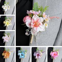 2026 New Wedding Boutonniere for Groom and Bride Gold Flower Sister Bridesmaid Wrist Flower Business Meeting Wedding Use