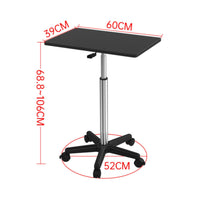 Mobile Laptop Desk Wheeled Base Adjustable Standing Desk Easy to Move Mobile Work Table for Bedside
