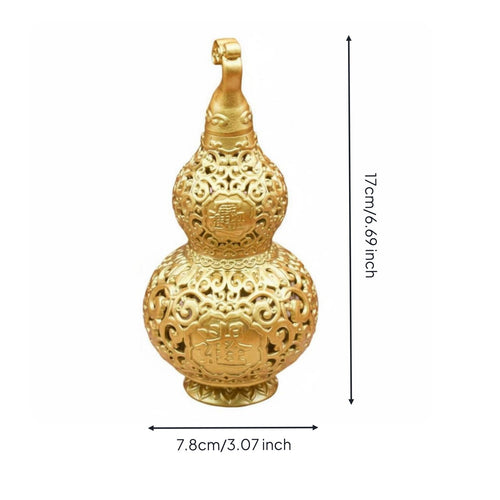 Hollow Carved Gourd Statue Good Luck Brass Gourd Ornament Traditional Style for Living Room