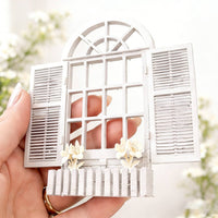 1:12 Scale Window Model European Style Dollhouse Window with Shutters House Decoration for Diorama