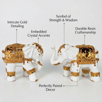 Elephant Ornament Statue Resin Collectible, Gold Elephant Figurine for Living Ro #variant:White Gold