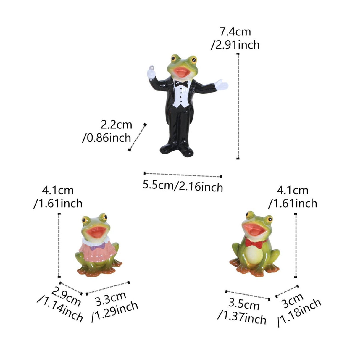 3 Pieces Frog Choir Statue Whimsical Design Vocalizing Frog Figurine Set Cute Animal Garden Ornament Decoration for Gardeners, Patio, Desktop