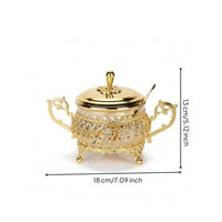 Condiment Jar with Lid and Spoon Gold-Tone Jars for Hosts, Homeowners