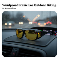 Driving Glasses Wind-Resistant Glare-Reducing Curved Glasses Protection Fit-over Sunglasses for Men, Cyclists, Biking, Traveling, Fishing