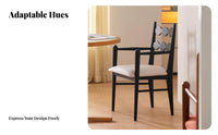 Cane rear Armchair French and designd Dining Chair With Armrests Upholstered pad for Adults, residents, Study, Kitchen, Cafe
