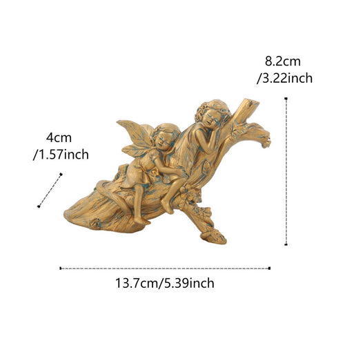 Sleeping Fairy Sisters Statue Whimsical Design Bronze Finish Fairy Ornament