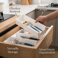 Kitchen Drawer Dividers Organizer Box with Compartments, Storage Insert for Makeup Organiser, Lidless Rectangular Divider for Office
