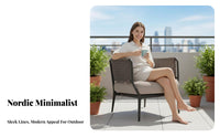 Woven Patio Armchair Nordic Design paded Patio Armchair Includes pad Deep Seating for Homeowners, Hotel Owners, Balcony