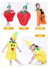 Children's Fruit and Vegetable Costume for Kindergarten Performance and Halloween Pumpkin Stage Outfit