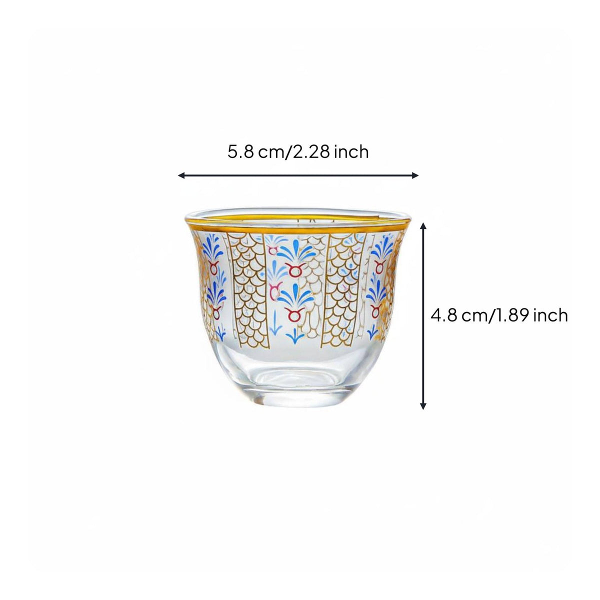 Middle Eastern Design Tea Glass Heat-Resistant Arabic Coffee Cup Handleless
