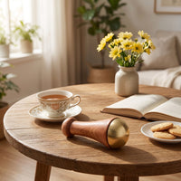Brass Massage Stick with Wooden Handle Handheld Massager Manual for Home, Travel