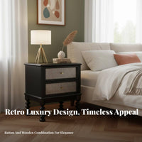 Rattan Drawer Nightstand Multi-Purpose Bedside Cabinet Easy Assembly for Adults