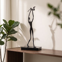 Abstract Sculpture with Marble Base Modern Abstract Human Figure Sculpture Textured Statue with Marble Base for Art Collectors, Living Room