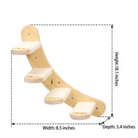 Cat Climbing Wall with Wood Shelf and Perch, Modern Indoor Frame Featuring House and Textured Surface, Wall Mounted Treads for Large Kitten Play