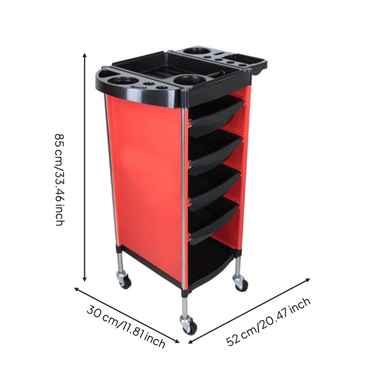 Salon Trolley Cart Multi-Tier Salon Cart with Tool Holders Rolling Hair Trolley for Barbers