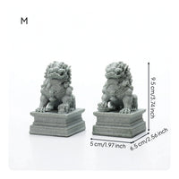 Stone Look Statues with Pedestal Carved Guardian Beast Ornaments for Photo Props