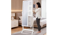 Mirror Jewelry Armoire Double Use Jewelry Cabinet Household Furniture Easy to Organize for Boutique