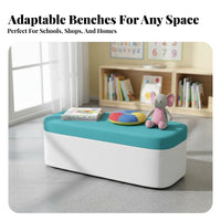 Multi-Purpose Design Rectangular Shoe Changing Bench with Storage Function End-of-Bed Ottoman Faux Leather Surface Upholstered Seating Easy to Clean for Business Owners, Homeowners, Retail outsidelet, Fitting Room, Entryway, Hallway