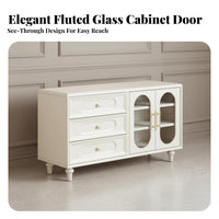 chest Desk Combo French design Multi-Drawer Dressing Console Creamy pale Finish Space-Saving for Walk-in Closet, Home Office