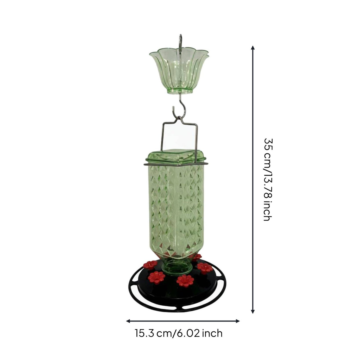 Glass Hummingbird Feeder Flower Shaped Ports Hanging Nectar Bird Feeder Moat