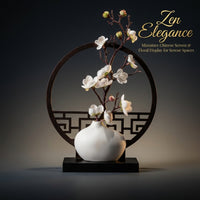 Artificial Plum Blossom Branches, Realistic Silk Flowers for Vase Arrangements, White Pot, Home Deco - Image 2