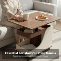 C-Shaped Rolling Desk Space-Saving End Table Height Adjustable for Living Room
