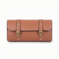 Cylindrical Handlebar Bag Vintage-Style Handlebar Bag with Buckle Straps Leather-Like for Commuting