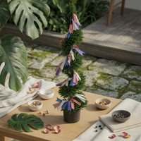 Potted Spiral Topiary Decorative Ribbon Bows Artificial Topiary Tree