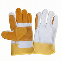Leather Work Gloves Reinforced Seams Heavy Duty Short Cuff for Gripping Tasks