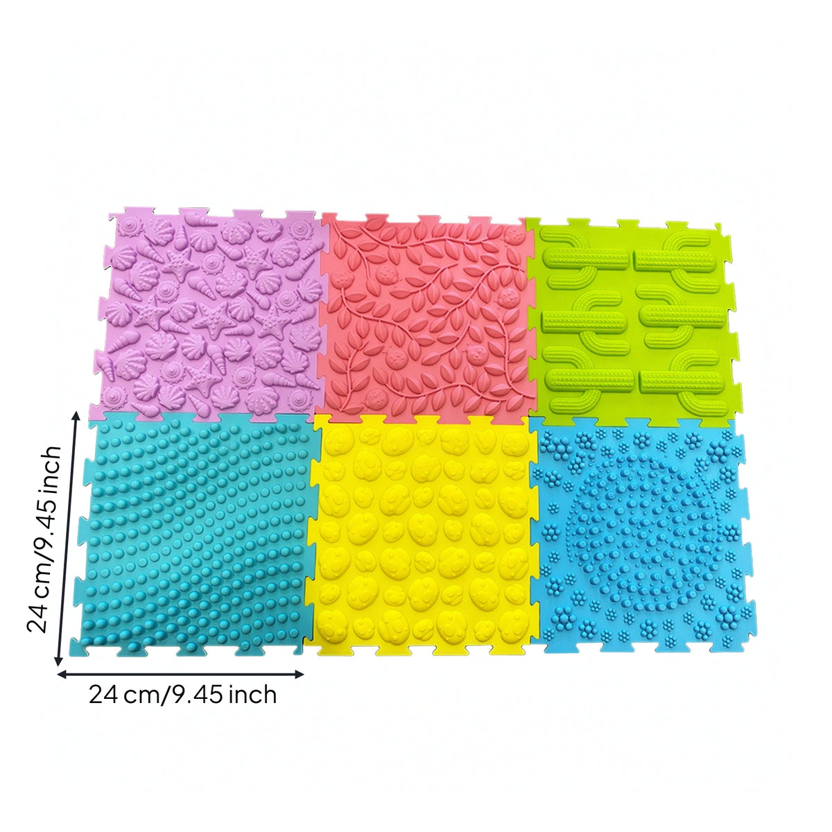 Foot Textured Sensory Puzzle Mat Interlocking Sensory Floor Tile for Kids, Young Children, Playrooms