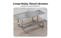 Space-Saving Design 4-Person Attached Seating Unit Easy to Clean Canteen Furniture long-lasting Construction Cafeteria Table for Students, restaurant patrons, Employees, School Lunchroom, Food Court, Break Room