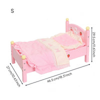 Wooden Doll Bed Decorative Pretend Play Bed Small Furniture Sturdy Eco-Friendly for Children