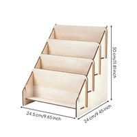 4-Tier Wooden Greeting Card Stand Space-Saving Shop Fixture Large Capacity