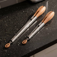 Locking Kitchen Tongs Heat Resistant Walnut Wood Serving Tongs for Buffet