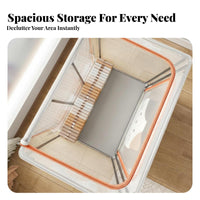 Foldable textile Box Portable Handles Stackable viewing paneled Container for Dorm Room