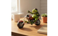 Frog on Motorcycle Statue Creative Motorcycle Riding Frog Figurine Garden Accessory Nordic Design House Decoration Bright Hues