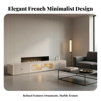 TV Stand and Coffee Table Combo Cream aesthetic TV Stand and Coffee Table Set French Inspired Living Room Furniture for Homeowners, Apartment Dwellers