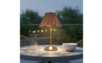 Rattan Table Lamp Metal Boho Rattan Table Lamp Type-C Charging for Outdoor