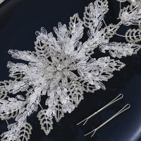 Crystal Bride Headband Luxurious Alloy Leaf Rhinestone Wedding Hair Accessory