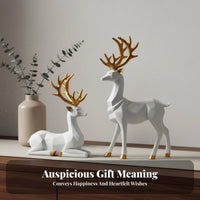 Housewarming Gift Origami Design Deer Ornament Golden Accents Nordic Elk Sculpture Minimalist for TV Stand, Living Room, Bookshelf
