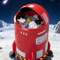 Spacecraft Shaped Trash Can Large Capacity Lidded Rubbish Bin Easy to Clean