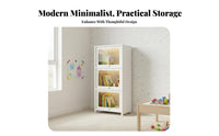 Dustproof Multi-Tier Cabinet with Doors Large Capacity Tall Cabinet with Shelves Sturdy Construction Bookshelf Closure for Book Lovers, Collectors, Hobbyists, Living Room, Study, Home Office, Bedroom