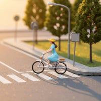 1:64 Scale Figures Micro Landscape Mini Cyclist Model Realistic Details