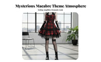 Red Black Plaid Mini Dress Vintage Inspired Goth Plaid Dress 3-Piece Set