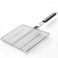 Electroplated Finish Folding Barbecue Grill Basket Long-Lasting Rectangular Wire-Mesh Grill Basket Locking Mechanism Outdoor Cooking Rustproof