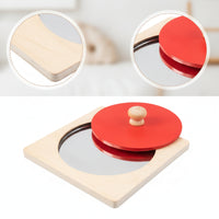 Educational Wooden Puzzle with Mirror Sensorial Circle Puzzle with Mirror Fine Motor Grasping Toy with Knob Learning for Playroom