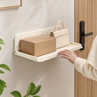 Foldable Wall Shelf for Students, 40cm Carbon Steel Wall Mounted Shelf, Minimalist Storage Rack for Package & Food Delivery