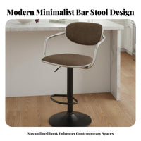 Adjustable Armchair with Woven Seat Waterproof Swivel Stool Quiet Wheels for Bar